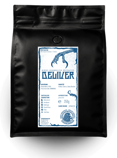 Kaffeesorte Pechschwarz. Produktverpackung