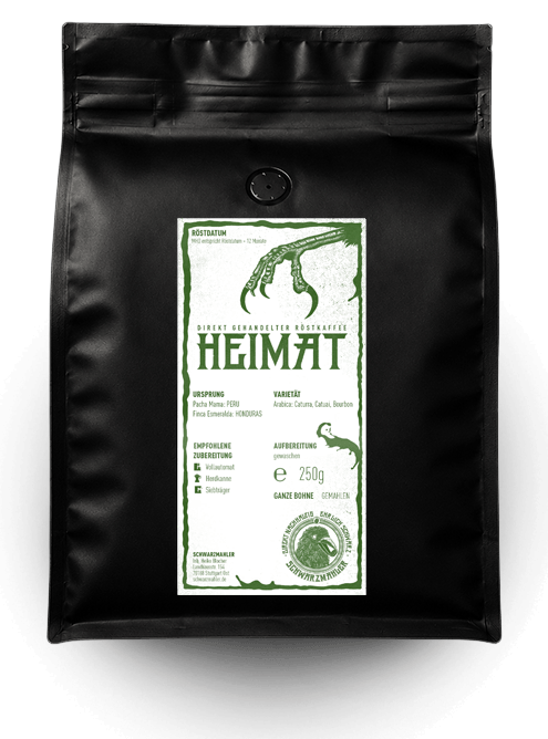 Kaffeesorte Pechschwarz. Produktverpackung