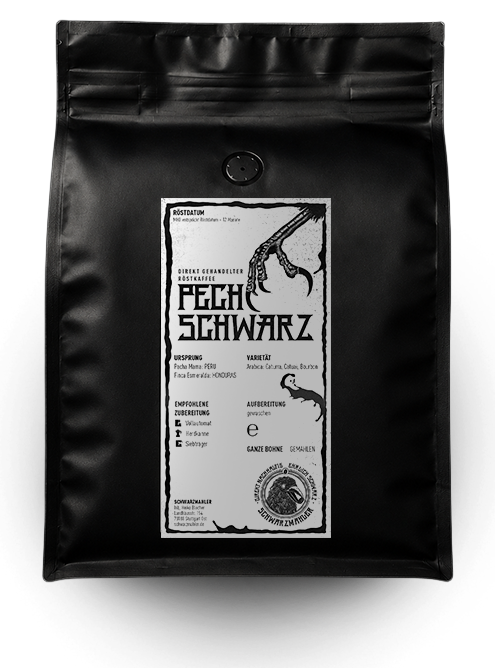 Kaffeesorte Pechschwarz. Produktverpackung